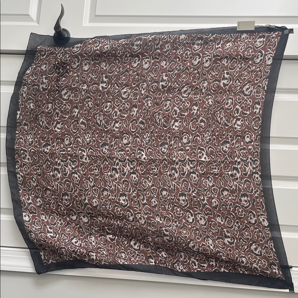 Chan Luu Leopard Print Silk Scarf in Brown and Black